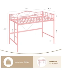 gaomon Twin Loft Bed with Adjustable Ladder & Safety Rail, Heavy-Duty Metal Frame, 400 lb Capacity, Space-Saving, Noise-Free