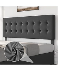 gaomon King Bed Frame with Headboard and 4 Storage Drawers, Square Stitched Button Tufted Platform