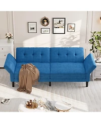 gaomon 89 Inch Futon Sofa Bed, Modern Sleeper Couch with Adjustable Backrest & Armrest, Convertible Futon Couch for Living Room, Bedroom