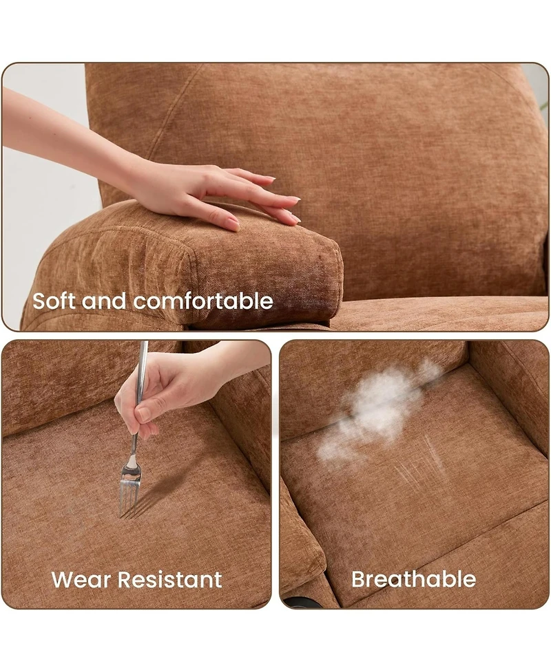 gaomon 360° Swivel Rocking Recliner Chair, Manual Fabric Nursery Recliner Glider with with Massage and Heating, Extented Footrest