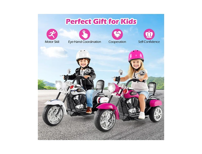 Slickblue Kids 6V Electric 3-Wheel Motorbike Ride-On with Light and Horn