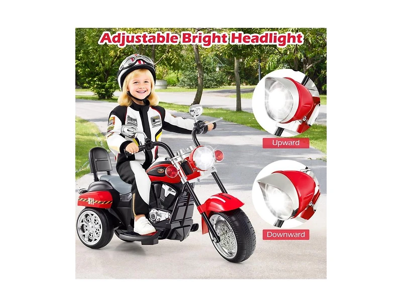 Slickblue Kids 6V Electric 3-Wheel Motorbike Ride-On with Light and Horn