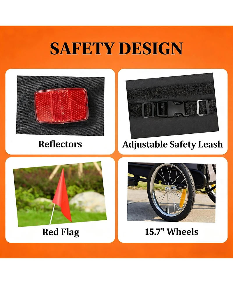 Aostirmotor Foldable Pet Bike Trailer Carrier for Dogs & Small Animals, Collapsible Bicycle Attachment