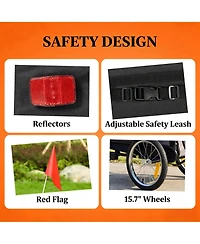 Aostirmotor Foldable Pet Bike Trailer Carrier for Dogs & Small Animals, Collapsible Bicycle Attachment