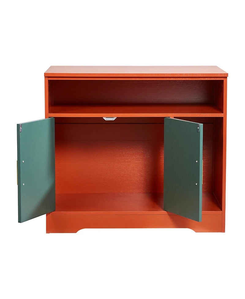 Aostirmotor Modern Cat Litter Box Enclosure with Shelf, 31" Hidden Kitty Washroom Cabinet & End Table