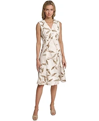 Calvin Klein Women's V-Neck Printed Midi Dress