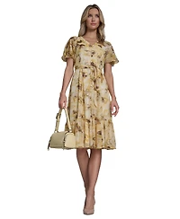 Calvin Klein Women's Flutter-Sleeve Floral Print Midi Dress