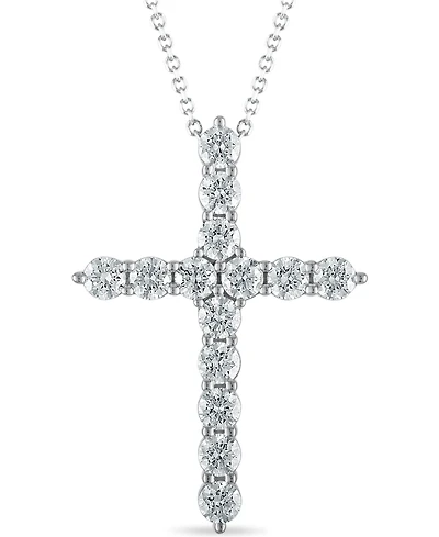 Macy's Diamond Cross Pendant Necklace (2 ct. t.w.) in 14k White Gold