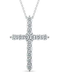 Macy's Diamond Cross Pendant Necklace (2 ct. t.w.) in 14k White Gold