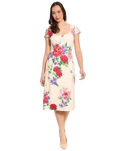 London Times Petite Printed Tank Midi Dress