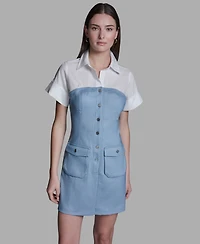 Bcbg Women's Collared Neck Short-Sleeve Mini Dress