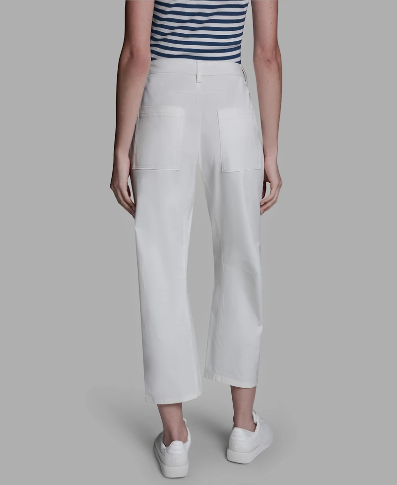 Bcbg Women's Mid-Rise Pocket Detail Barrel Pants