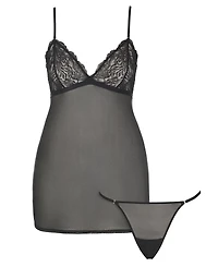 On Gossamer Women's Luxe Lace Chemise String Thong Set