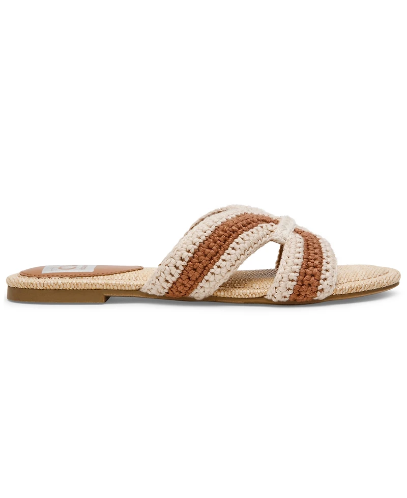 Dv Dolce Vita Women's Geeya Raffia Criss Cross Strap Flat Slide Sandals