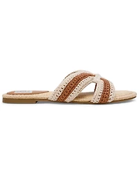 Dv Dolce Vita Women's Geeya Raffia Criss Cross Strap Flat Slide Sandals