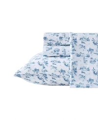 Eddie Bauer Fish Town Toile Temperature Regulating Microfiber -Pc. Sheet Set
