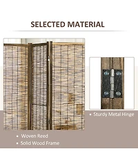 Homcom Woven 4 Panel Room Divider, 5.5' Tall Folding Privacy Screen,