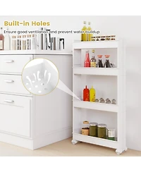 Volenca 4-Tier Slim Storage Trolley with Detachable Trays, Multifunction Rolling Organizer