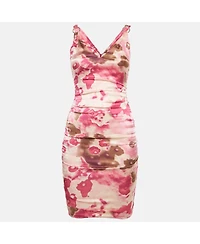 Pre-Owned Versace Women's Abstract Print Silk Mini Dress