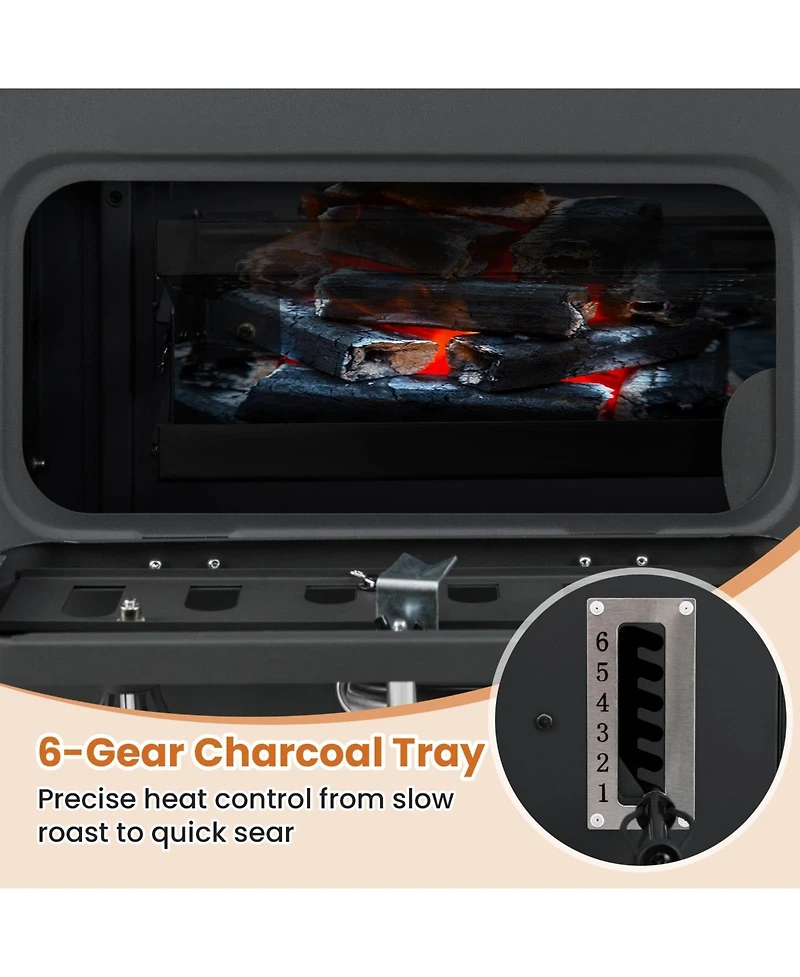 Ecooso 24-Inch Barrel Charcoal Grill with 2 Folding Side Tables and 544 sq.in Cooking Area