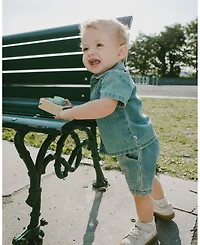 Deux par Baby Boys Chambray Top and Short Set