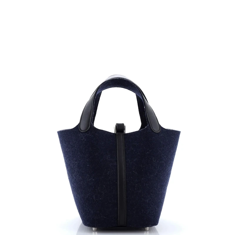 Pre-Owned HERMES Pm Picotin Lock Bag Felt with Leather
