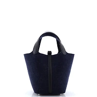 Pre-Owned HERMES Pm Picotin Lock Bag Felt with Leather