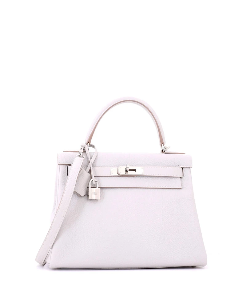 Pre-Owned HERMES Kelly 28 Handbag Clemence with Palladium Hardware