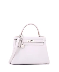 Pre-Owned HERMES Kelly 28 Handbag Clemence with Palladium Hardware