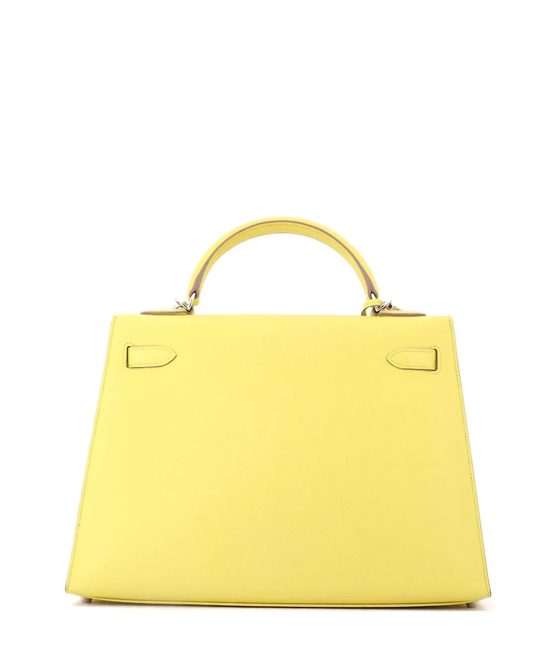 Pre-Owned HERMES Kelly 32 Handbag Yellow Epsom with Palladium Hardware