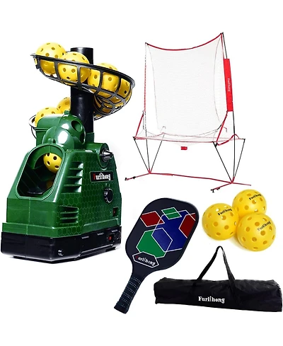 Furlihong Complete Pickleball Starter Kit with Automatic Launch Machine Ball Recycling Net Paddle