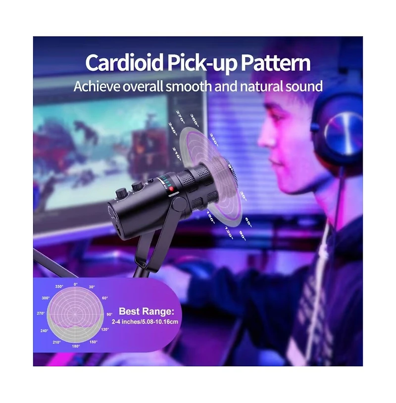 ZealSound Xlr/Usb Mic Kit: Noise Cancel/Echo/Mute/Volume with Boom Stand for Gaming/Podcast/Streaming/Recording on Pc/Mac/PS4/PS5/Phone/Mixers