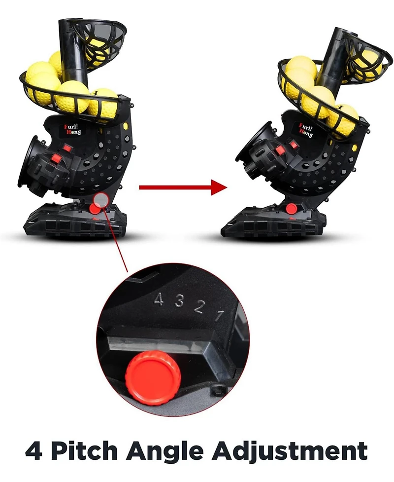 Furlihong Electronic Baseball Pitching Machine with Adjustable Speed & Angles, Includes 8 Dimpled Balls, Ac Adapter or Battery Powered for Beginners