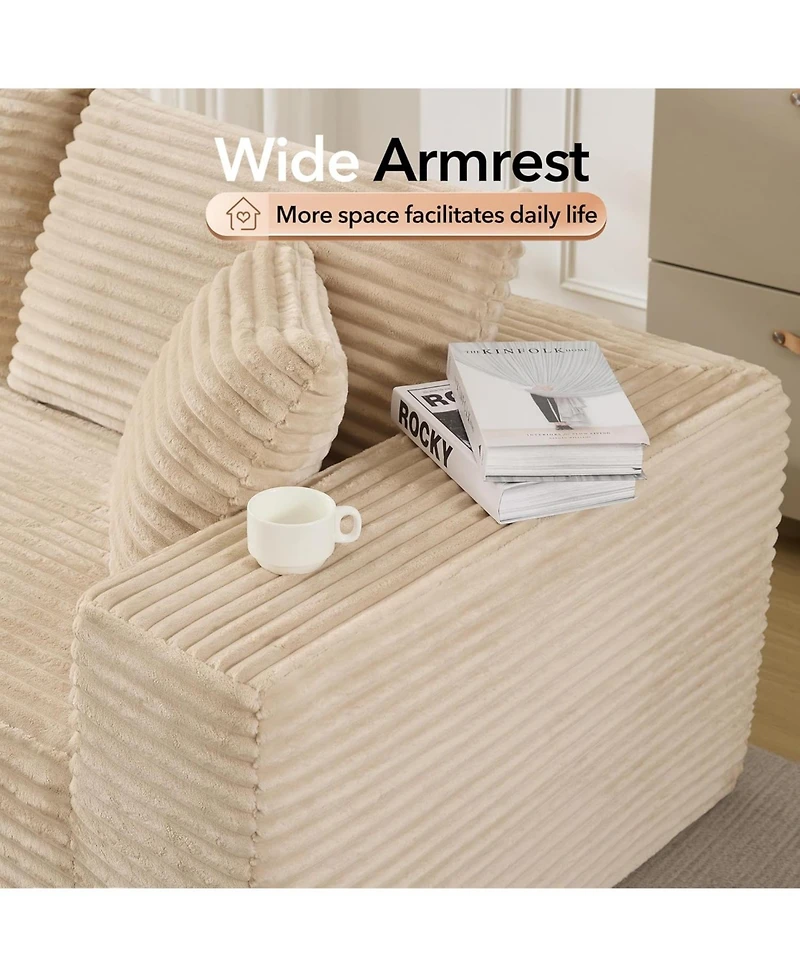 gaomon Boneless Sectional Cloud Couches for Living Room L-Shape Corduroy Cloud Sectional Couch with Chaise Modern Modular Sectional Sofa