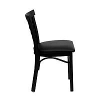 Emma+Oliver Three-Slat Ladder Back Metal Restaurant Dining Chair
