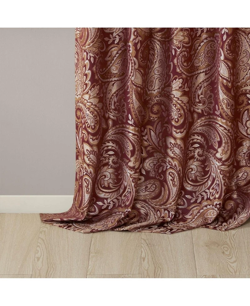 Laoties Jacquard Faux Silk Curtain Panel Pair, Light Filtering Window Curtains, 50" W x 95" L, Set of 2