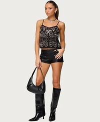 Edikted Women's Labella Faux Leather Micro Shorts