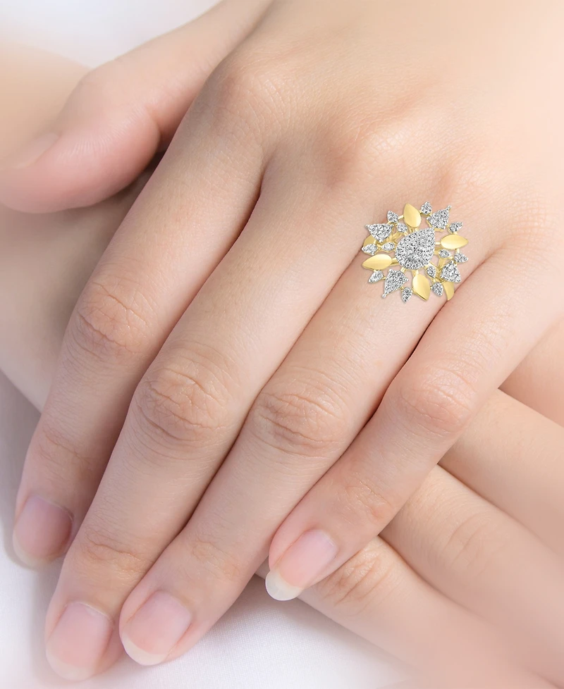 Macy's Diamond Ring (1/2 ct. t.w.) in 14k Yellow Gold White Rhodium