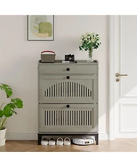 gaomon Shoe Storage Cabinet with 2 Flip Drawers & Top Drawer, Compact Shoe Organizer Cabinet for Entryway, Living Room