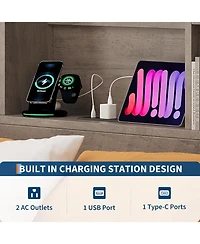 gaomon Full Size Bed Frame with High Storage Bookcase Headboard, Wood Bed Frame with 4 Storage Drawers, Built in Charging Station, Noise-Free