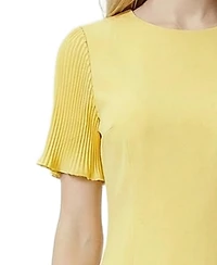 Ny Collection Petite Pleated Short-Sleeve Dress
