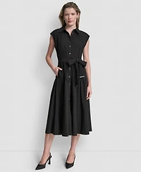 Dkny Women's Cap-Sleeve Drop Waist Shirt Dress