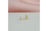 Curata Jewelry Solid 14k Yellow Gold 18G 5mm Cubic Zirconia Opal Flower Labret Cartilage Stud