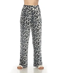 White Mark Women's High-Waist Floral Wide-Leg Pants