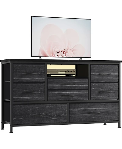 gaomon 47" 8-Drawer Tv Stand, Led Media Console with Power Outlet for Bedroom & Living Room