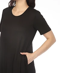 White Mark Women's Crew Neck T-Shirt Dress