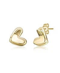 Rachel Glauber 14K Gold Plated Interlocking Double Heart Stud Earrings