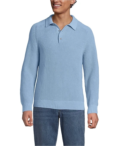 Lands' End Men's Long Sleeve Drifter Polo Sweater