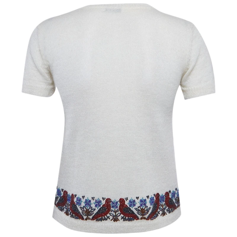 Pre-Owned Moschino Women's Cheap And Chic Beaded Mohair Shirt Sleeve Sweater