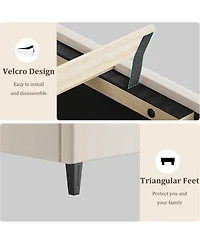 Gaomon King Upholstered Platform Bed Frame with Adjustable Headboard, Heavy-Duty Wooden Slats, Noise Free, No Box Spring Needed